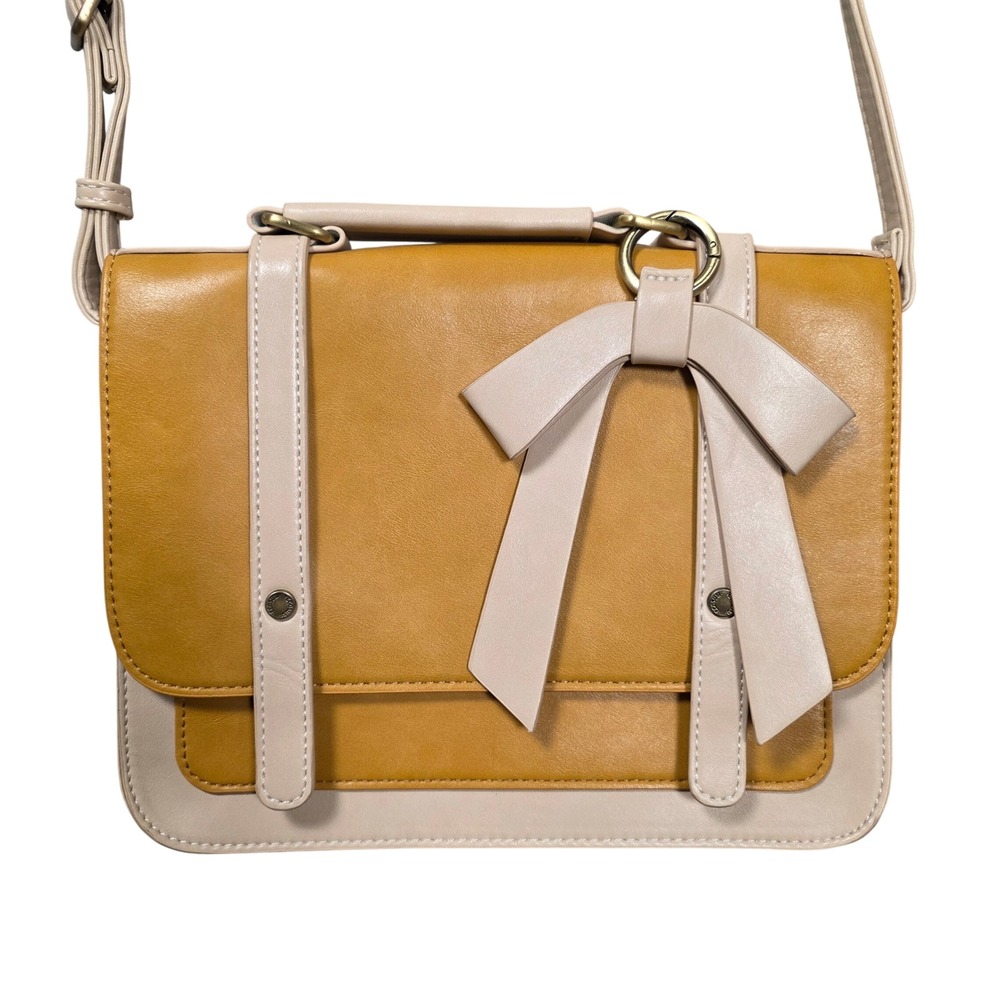 Ecosusi Crossbody Satchel Bag Womens Medium Yellow Cream Good Bow‎ Messenger